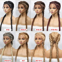 Load image into Gallery viewer, 36 Inches Long Lace Front Synthetic Braided Wigs Lace Front Dutch Twins Braids Wig With Baby Hair for Black Women