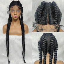 Load image into Gallery viewer, Synthetic Lace Wig Braided Wigs Natural Dark 37 Inches Black Burgundy Wig For Black Women American African Wig Wholesale Cheap