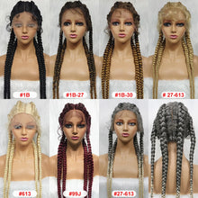 Load image into Gallery viewer, Synthetic Lace Wig Braided Wigs Natural Dark 37 Inches Black Burgundy Wig For Black Women American African Wig Wholesale Cheap
