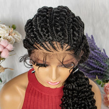 Load image into Gallery viewer, Lace Frontal Synthetic Braided Wigs Lace Front Braided Ponytail Wig Natural Knotless with Baby Hair for Black Women Daily Use