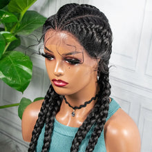 Load image into Gallery viewer, Synthetic Lace Wigs Braided Wigs with Baby Hair Long 26 Inches Box Braids Wig for Black Women Lace Front  Afro Hair Wigs