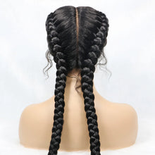 Load image into Gallery viewer, 36 Inches Long Lace Front Synthetic Braided Wigs Lace Front Dutch Twins Braids Wig With Baby Hair for Black Women