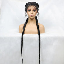Load image into Gallery viewer, 36 Inches Long Lace Front Synthetic Braided Wigs Lace Front Dutch Twins Braids Wig With Baby Hair for Black Women