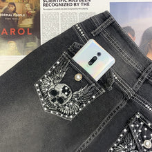 Load image into Gallery viewer, High Waist Ladies Jeans 2022 Fashion Sexy Straight Pants Large Size Skull Embroidery Jeans Vintage Washable Denim Pants Elastic