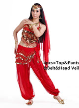 Load image into Gallery viewer, belly dance costumes for sale pants women bollywood indian egyptian belly dress dance plus size for adults for women 4pcs