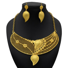 Load image into Gallery viewer, Indian Gold Plated Jewelry Set For Women African Bridal 24K Gold Color Necklace Earrings Set Dubai Nigerian Wedding Wholesale