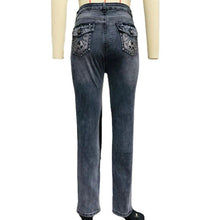 Load image into Gallery viewer, High Waist Ladies Jeans 2022 Fashion Sexy Straight Pants Large Size Skull Embroidery Jeans Vintage Washable Denim Pants Elastic