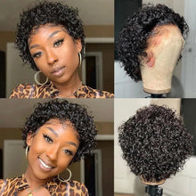 Load image into Gallery viewer, Pixie Cut perruque Short Curly Human Hair Wigs perruque bresillienne Cheap Remy Hair 13X1 Transparent Lace Wigs For Women Sale