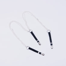 Load image into Gallery viewer, Rhinestone crytal silver claw beads suspenders For women shirt ORing Garters rubber Elasticity Belt Pearl braces for jeans Strap