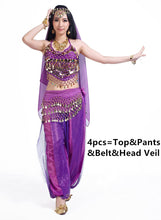 Load image into Gallery viewer, belly dance costumes for sale pants women bollywood indian egyptian belly dress dance plus size for adults for women 4pcs
