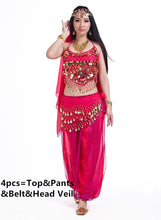 Load image into Gallery viewer, belly dance costumes for sale pants women bollywood indian egyptian belly dress dance plus size for adults for women 4pcs