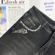 Load image into Gallery viewer, High Waist Ladies Jeans 2022 Fashion Sexy Straight Pants Large Size Skull Embroidery Jeans Vintage Washable Denim Pants Elastic