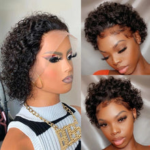 Load image into Gallery viewer, Pixie Cut perruque Short Curly Human Hair Wigs perruque bresillienne Cheap Remy Hair 13X1 Transparent Lace Wigs For Women Sale