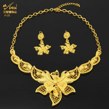 Load image into Gallery viewer, Indian Gold Plated Jewelry Set For Women African Bridal 24K Gold Color Necklace Earrings Set Dubai Nigerian Wedding Wholesale