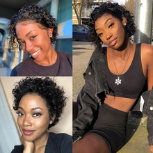 Load image into Gallery viewer, Pixie Cut perruque Short Curly Human Hair Wigs perruque bresillienne Cheap Remy Hair 13X1 Transparent Lace Wigs For Women Sale