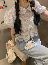 Load image into Gallery viewer, All-match fashion kawaii denim blue loose wide-leg women's jeans high waist heart chain summer thin casual cute casual