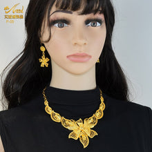 Load image into Gallery viewer, Indian Gold Plated Jewelry Set For Women African Bridal 24K Gold Color Necklace Earrings Set Dubai Nigerian Wedding Wholesale