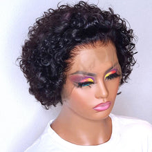 Load image into Gallery viewer, Pixie Cut perruque Short Curly Human Hair Wigs perruque bresillienne Cheap Remy Hair 13X1 Transparent Lace Wigs For Women Sale