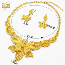 Load image into Gallery viewer, Indian Gold Plated Jewelry Set For Women African Bridal 24K Gold Color Necklace Earrings Set Dubai Nigerian Wedding Wholesale