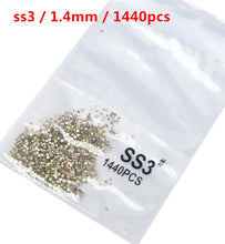 Load image into Gallery viewer, SS3-ss8 1440pcs Clear Crystal AB gold 3D Non HotFix FlatBack Nail Art Rhinestones Decorations Shoes And Dancing Decoration