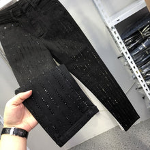 Load image into Gallery viewer, Rhinestone Black Denim Pencil Pants Women's Jeans Autumn New European Elastic Slim Fit High Waisted Strech Jean Pants for Women