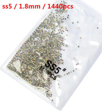 Load image into Gallery viewer, SS3-ss8 1440pcs Clear Crystal AB gold 3D Non HotFix FlatBack Nail Art Rhinestones Decorations Shoes And Dancing Decoration