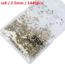 Load image into Gallery viewer, SS3-ss8 1440pcs Clear Crystal AB gold 3D Non HotFix FlatBack Nail Art Rhinestones Decorations Shoes And Dancing Decoration
