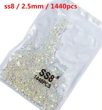 Load image into Gallery viewer, SS3-ss8 1440pcs Clear Crystal AB gold 3D Non HotFix FlatBack Nail Art Rhinestones Decorations Shoes And Dancing Decoration