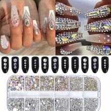 Load image into Gallery viewer, Nail Art Rhinestones Kit 2400pcs Nail Gems Ab Flatback Rhinestones Gems Stones with Storage Organizer for Design Bright Holiday