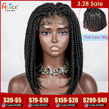 Load image into Gallery viewer, 14 Inches Short Bob Braided Wigs Synthetic Full Lace Wigs for Black Women Knotless Box Braids Synthetic Lace Front Wigs