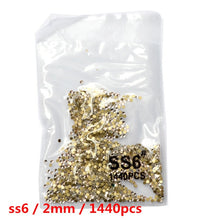 Load image into Gallery viewer, SS3-ss8 1440pcs Clear Crystal AB gold 3D Non HotFix FlatBack Nail Art Rhinestones Decorations Shoes And Dancing Decoration