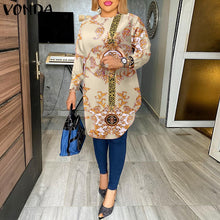 Load image into Gallery viewer, VONDA Fashion Party Tops 2023 Women Elegant Office Blouse Summer Printe Shirts  Beach Tops Casual Bohemian Oversize Tunic Baggy