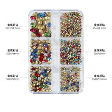 Load image into Gallery viewer, Nail Art Rhinestones Kit 2400pcs Nail Gems Ab Flatback Rhinestones Gems Stones with Storage Organizer for Design Bright Holiday