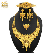 Load image into Gallery viewer, ANIID Dubai Plated Jewelry Set For Women Indian Earring and Necklace Nigeria Moroccan Bridal Accessorie Wedding Bracelet Gifts