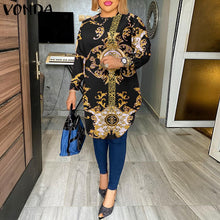 Load image into Gallery viewer, VONDA Fashion Party Tops 2023 Women Elegant Office Blouse Summer Printe Shirts  Beach Tops Casual Bohemian Oversize Tunic Baggy