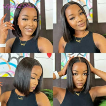 Load image into Gallery viewer, Glueless Bob Hair Wig Human Hair Ready To Wear and Go Straight Transprent 4x4 Lace Closure Wigs For Women Human Hair