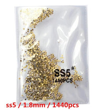 Load image into Gallery viewer, SS3-ss8 1440pcs Clear Crystal AB gold 3D Non HotFix FlatBack Nail Art Rhinestones Decorations Shoes And Dancing Decoration