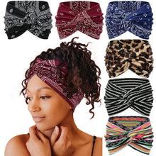 Load image into Gallery viewer, Yoga Headbands For Women's Hair Wide Thick Stretchy Boho African Turban Knotted Leopard Head Bands