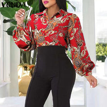Load image into Gallery viewer, VONDA Fashion Party Tops 2023 Women Elegant Office Blouse Summer Printe Shirts  Beach Tops Casual Bohemian Oversize Tunic Baggy