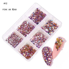 Load image into Gallery viewer, Nail Art Rhinestones Kit 2400pcs Nail Gems Ab Flatback Rhinestones Gems Stones with Storage Organizer for Design Bright Holiday