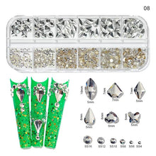 Load image into Gallery viewer, Nail Art Rhinestones Kit 2400pcs Nail Gems Ab Flatback Rhinestones Gems Stones with Storage Organizer for Design Bright Holiday