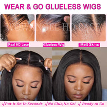 Load image into Gallery viewer, Wow Angel 36inch Jet Black Glueless Wigs 5x5 HD Lace Closure Human Hair Wigs Pre Plucked Straight Ready to Go Wigs For Woman