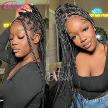 Load image into Gallery viewer, 36" Full Lace Braided Wigs Box Braids Lace Front Wigs Knotless Braided Wigs For Black Women Small Box Square Hair Wigs African