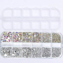 Load image into Gallery viewer, Nail Art Rhinestones Kit 2400pcs Nail Gems Ab Flatback Rhinestones Gems Stones with Storage Organizer for Design Bright Holiday