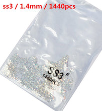 Load image into Gallery viewer, SS3-ss8 1440pcs Clear Crystal AB gold 3D Non HotFix FlatBack Nail Art Rhinestones Decorations Shoes And Dancing Decoration
