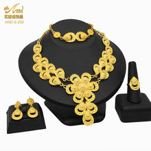 Load image into Gallery viewer, Indian Gold Plated Jewelry Set For Women African Bridal 24K Gold Color Necklace Earrings Set Dubai Nigerian Wedding Wholesale