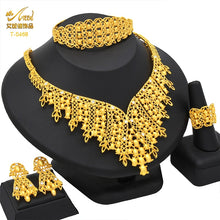 Load image into Gallery viewer, ANIID Dubai Plated Jewelry Set For Women Indian Earring and Necklace Nigeria Moroccan Bridal Accessorie Wedding Bracelet Gifts