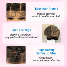 Load image into Gallery viewer, Synthetic Bantu Braided Wigs 6 Inches Full Lace Braided Wig with Baby Hair Afro Short Wigs Knotless Box Braids Wigs for Women