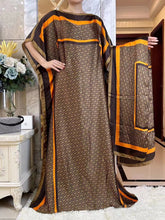 Load image into Gallery viewer, 2023 New Style Fashion Oversize African Women Clothing Dubai Dashiki Abaya Free Size Print Design With Scarf Loose Long Dress