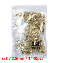 Load image into Gallery viewer, SS3-ss8 1440pcs Clear Crystal AB gold 3D Non HotFix FlatBack Nail Art Rhinestones Decorations Shoes And Dancing Decoration